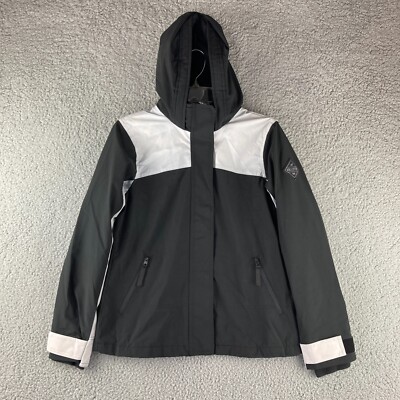 Hollister by Abercrombie Womens S All-Weather Jacket Black Fleece Lined Hooded