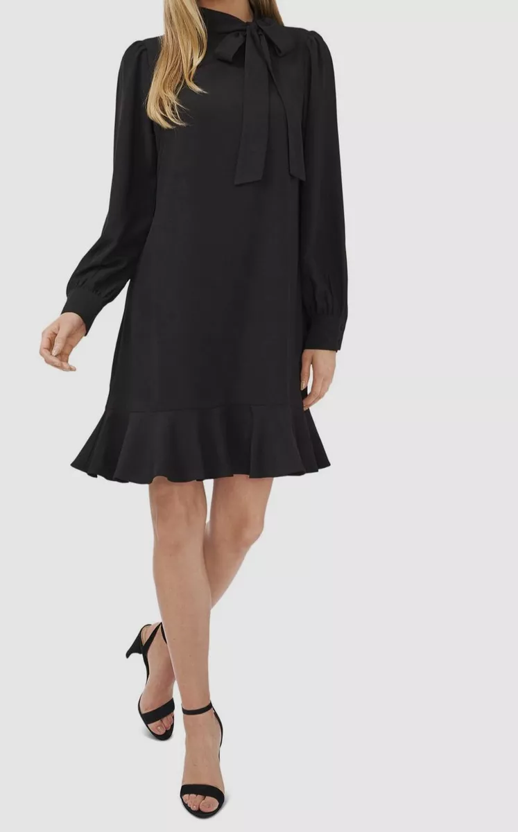 Black high hotsell neck ruffle dress