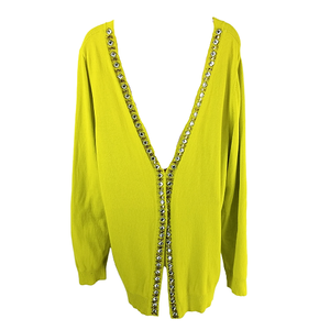 chartreuse cardigan sweater