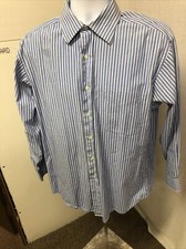MEN'S TOMMY HILFIGER BLUE  WHITE STRIPED DRESS SHIRT SZ 15 1/2-GUC