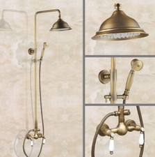 Vintage Antique Brass Rain Bathroom Rainfall Shower Faucet Set Mixer Tap 2an111