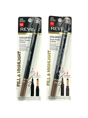 Revlon Colorstay Brow Shape & Glow (0.6mL | 255 Soft Black) NEW; Lot Of 2
