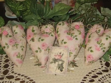 Cottage Garden 4 Hearts Rose Fabric Bowl Fillers Valentine Gift Wreath Accents