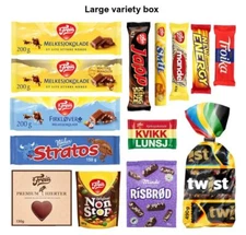Classic Norwegian chocolates. Variety candy gift box.
