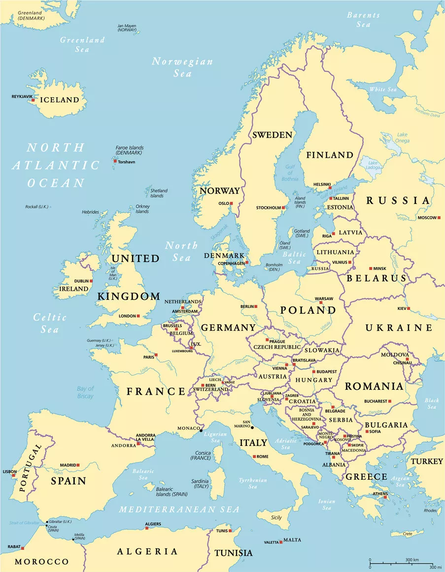 Comprar cuadro Mapa Europa físico - Mapas 