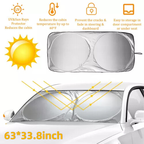 Foldable Car Front Rear Window Windshield Sun Shade Shield Cover Visor UV Block - Picture 1 of 10
