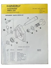 Gravely Implement Quick Hitch Kit Illus’d Part List Model 11898 A 1 Form 12499P1