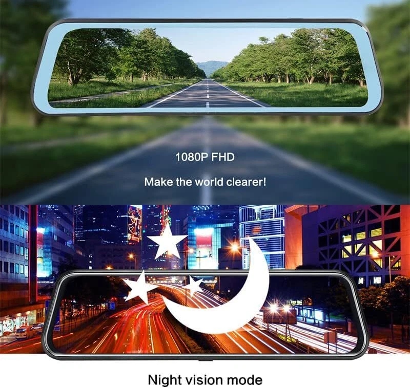 Smart Full Touch Screen Mirror Dash Cam Front & Rear, Backup Camera 1080P Camera - Image 2 of 4