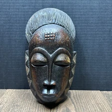 Antique Vintage African hand carving wood tribal wall hanging mask OOAK