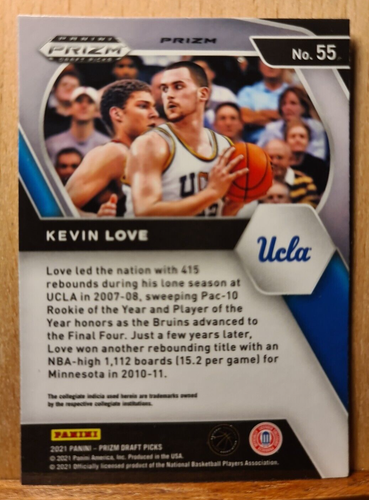 Kevin Love #55 2021 Prizm Draft Picks Tiger Choice PRIZM PUR048B - Picture 2 of 2