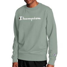 Champion Fleece Sweatshirt Mens Powerblend Script Logo Athletics Pullover Green