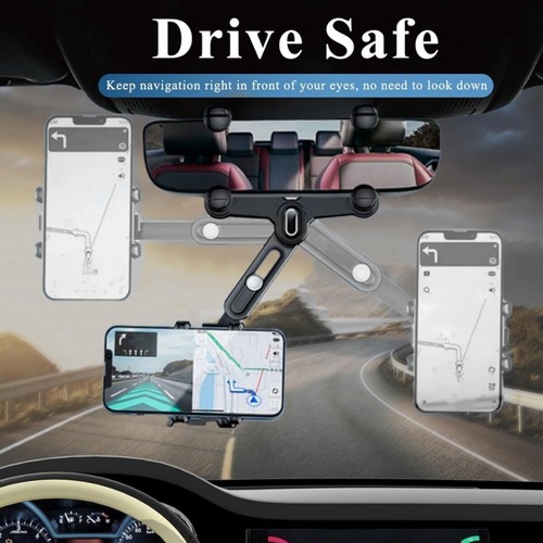 360° Rotatable Car Rear View Mirror Phone Holder Mount Stand For All 4"-7" Phone - Picture 6 of 12