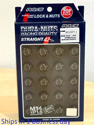 RAYS VOLK RACING STRAIGHT L42 DURA WHEELS LOCK LUG NUTS 14X1.5 M14 BLACK