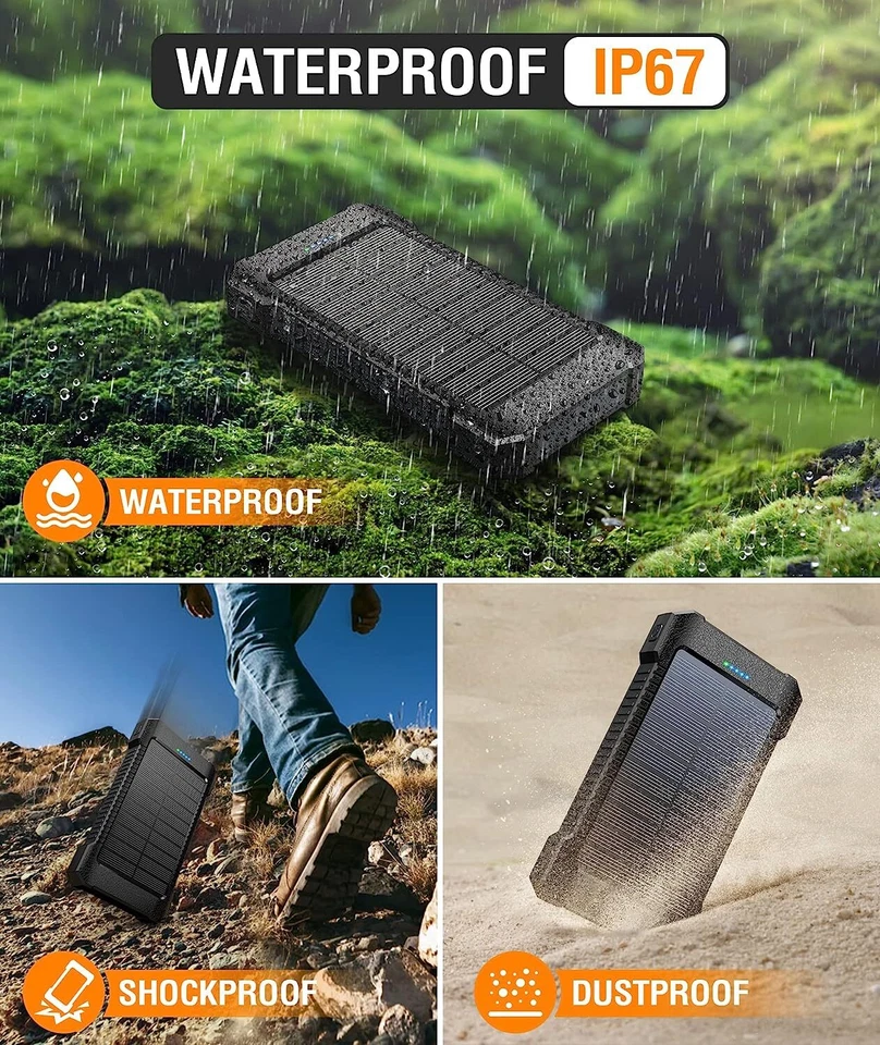 2025 Super 30000mAh USB Portable Charger Solar Power Bank for Cell Phone Gift - Image 4 of 4