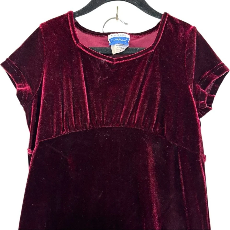 Maxi Vestido Niñas Terciopelo Rojo Floral Bordado Años 90 Babydoll Hada Capricho Talla 8 Foto 4 de 4