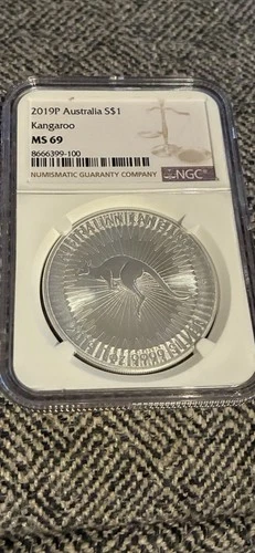 2019P Australia Silver Dollar Kangaroo MS 69 NGC Beautiful Coin