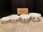 4 Vintage Hazel Scalloped Milk Glass Nesting Mixing Bowls 5", 6”, 7” & 8" NIB