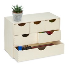Schubladenbox holz Mini-Kommode Schubladenregal 6 Fächer 3,2 kg Schubladenbox