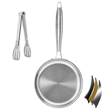 Tri-ply Stainless Steel Frying Pan 8 Inch Small Skillet for Chef's Cooking Pa...