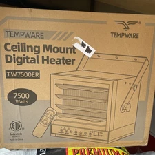 Electric Garage Heater, 7500-Watt Digital Fan-Forced Ceiling Mount Shop Heater