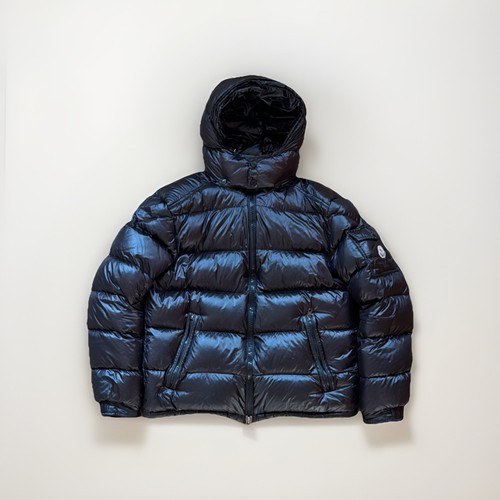 Moncler Maya Black Hooded Down Puffer Jacket Men's Size 3 Full Zip EXCELLENT
