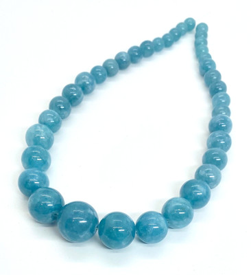 Blue Crystal Quartz GRADUATED ROUNDS 8mm - 18 mm Ready to be Made Necklace