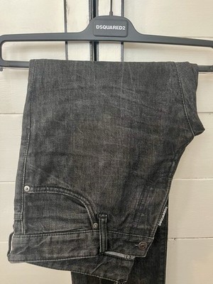 DSQUARED2 Slim Jeans W48 Schwarz Grau Washed Denim S74LA0802 Made in Italy