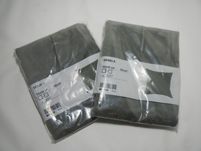 Set of 2 Ikea Sanela Pillow Covers 20x20'' Pillow case Gray Green Color NIP