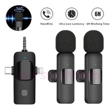 Lavalier Wireless Microphone Audio Video Recording Mini Mic For Android/iPhone