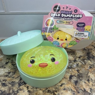 Hello Duck Dumpling Mystery Squishy Toy Glitter Top Trenz NEW but OPENED YELLOW