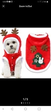 Dog Christmas Outfit, Dog Christmas Hoodie Vest Dog Santa Costume with Elk...