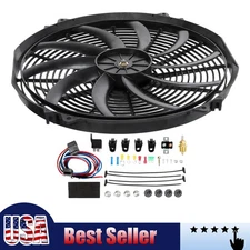16"Electric Radiator Cooling Fan 3000CFM Wiring Thermostat Relay Switch Kit