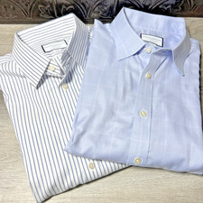 Charles Tyrwhitt Men Dress Shirts Non-Iron Slim Fit L/S Shirt 18/35 Lot of 2