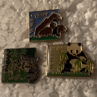 Job lot of 3 WWF wildlife (Q) charity vintage advertising metal lapel pin