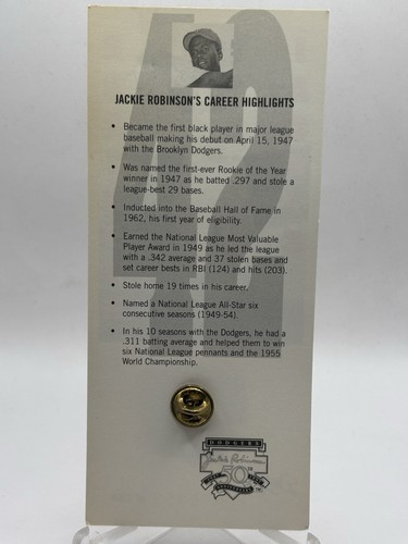 1997 JACKIE ROBINSON 50th Anniversary Pin 1947-1997 NEW /2500 - Bild 2 von 2