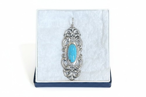 1970s Vintage Towle Sterling Authentic Turquoise Pendant - Towle Grand Duchess