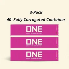 Walthers HO Scale 3-Pack 40' Fully Corrugated Container Ocean Network Express