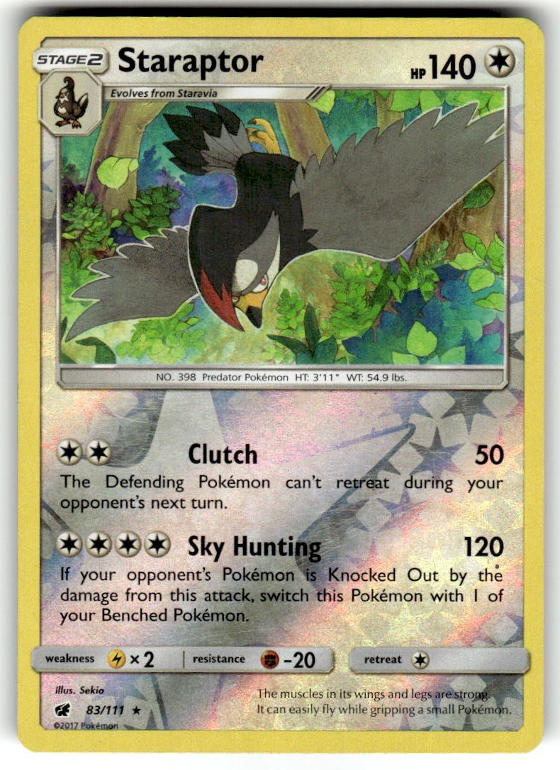 Staraptor Reverse Holo Rare SM - Crimson Invasion 83/111 LP