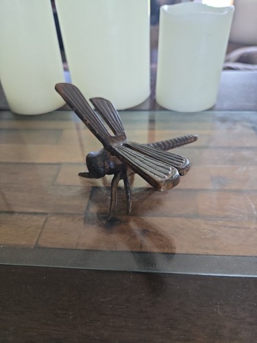 Rustic Style Lifelike Cast Iron Dragonfly Dragon Fly Insect Figurine 4.25 Inch
