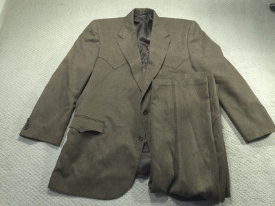 Circle S Suit Mens 52Lx42W Brown Westeren Polyester Full Dallas Texas Cowboy