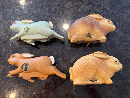 Vintage Marx Wind-Up Rabbits Lot – 1950s Mechanical Toys (4) – Parts/Restore