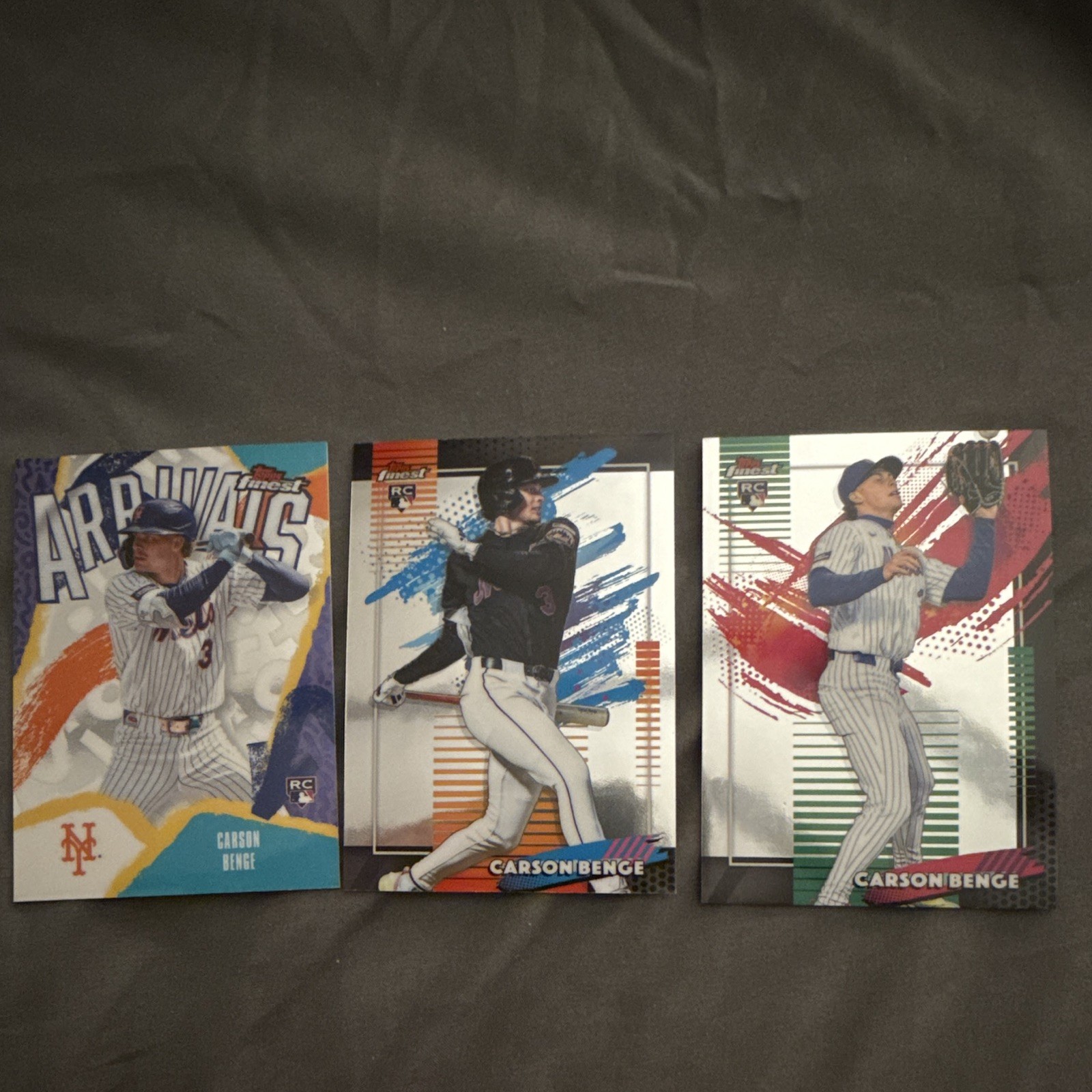 2026 Topps Finest Carson Benge Rare Uncommon Arrivals 3 Card Lot Mets RC