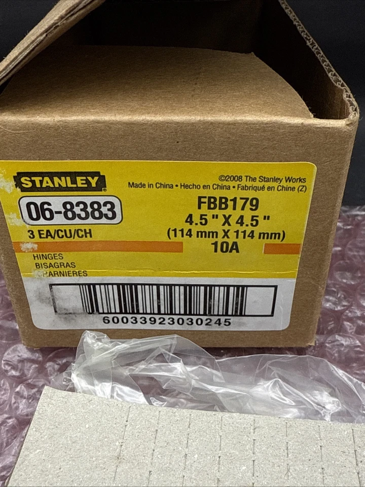 Bisagras de puerta Stanley FBB179 4,5" x 4,5" bisagras (paquete de 3) 06-8383 NUEVO Foto 3 de 4