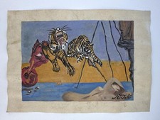 Salvador Dali COA Art Painting Original Drawing Vintage Signed