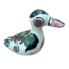 Hand Painted Ceramic Duck Figurine Folk Art Collectible Home Decor Accent Small