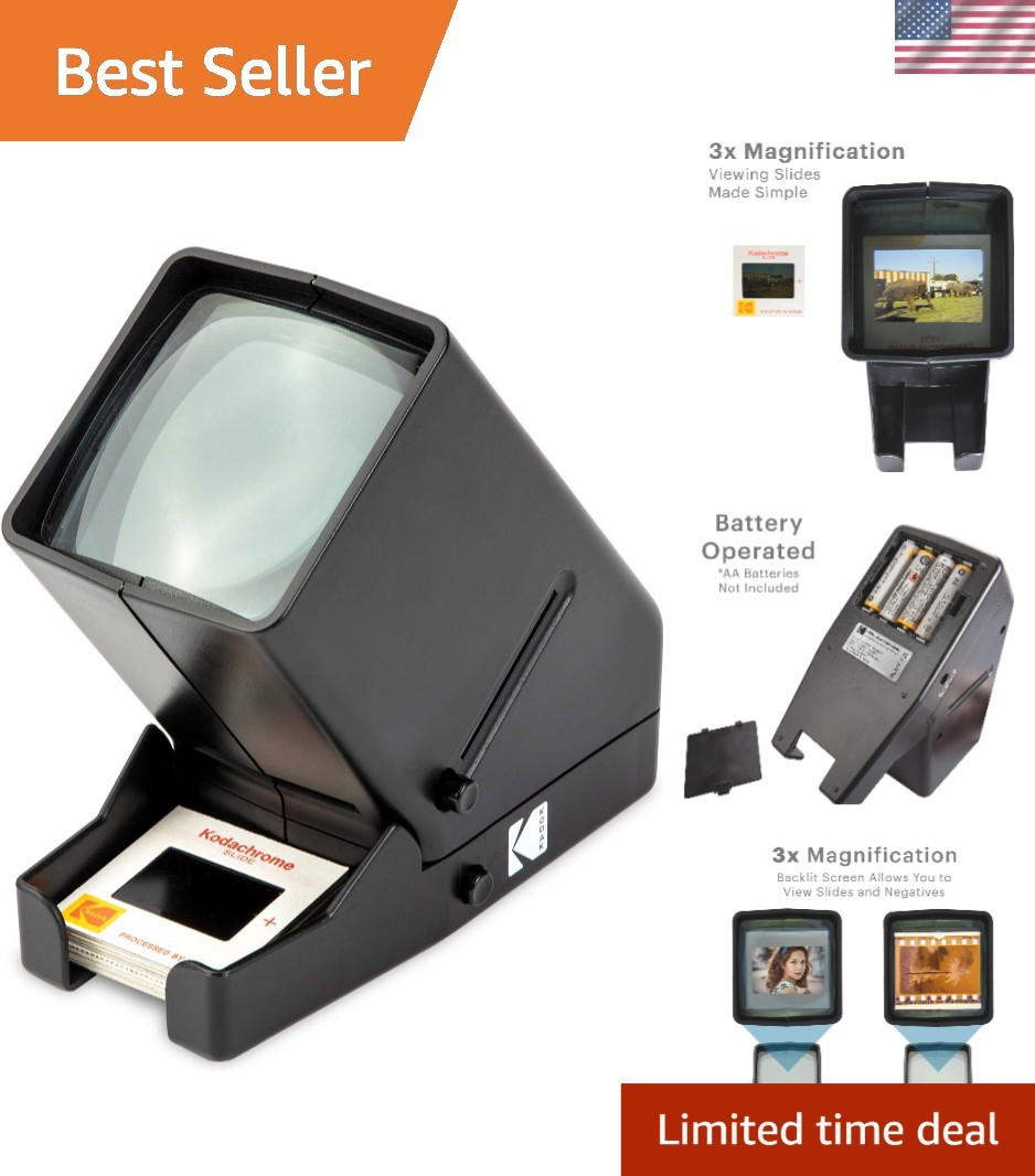 Portable 35mm Slide and Film Viewer Battery Operated with Triple