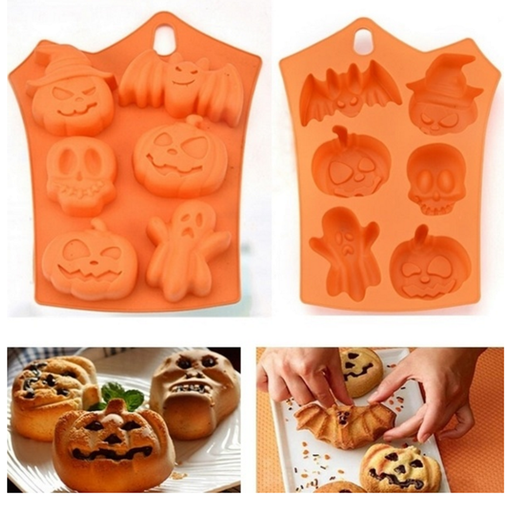 Halloween Silicone Mould Pumpkin Skull Cake Jelly Chocolate DIY Mold