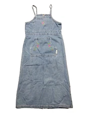 VTG 90s Y2K Arizona Jean Company Denim Dress Sz 10/12  Halter Hippie Boho Farm