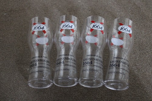 4 x Kronenbourg 1664 Pint Glasses 20oz Beer Lager Glass - Pub Bar Man Cave - Picture 2 of 3