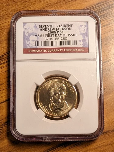 2008-P $1 Presidential Dollar Andrew Jackson NGC MS 66 FDOI. Lot 24P23